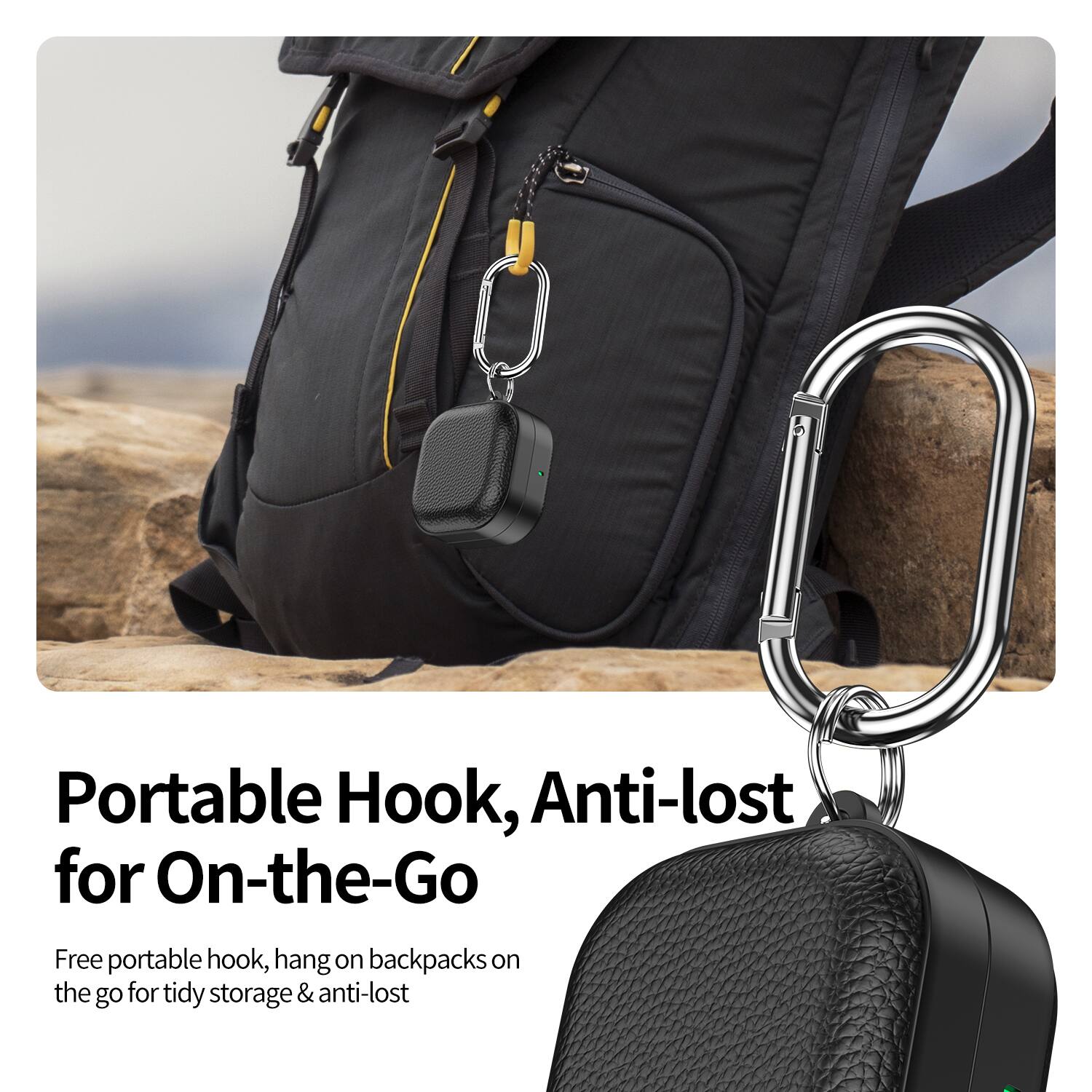 Portable Hook, Anti-lost for On-the-Go

Free portable hook, hang on backpacks on the go for tidy storage & anti-lost
