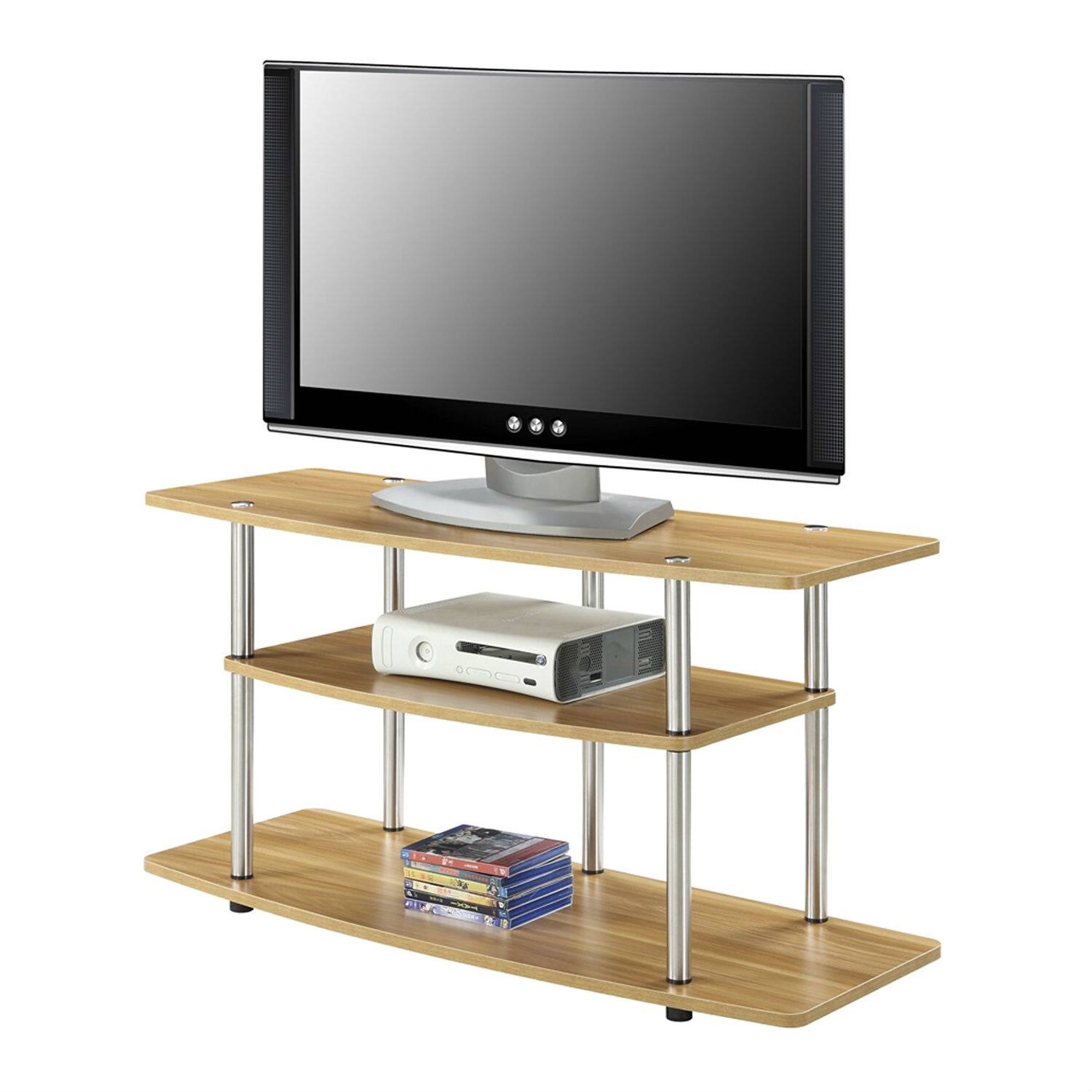 Angle. Hivvago - Hivvago Modern Wood Metal TV Stand Entertainment Center - Light Oak.