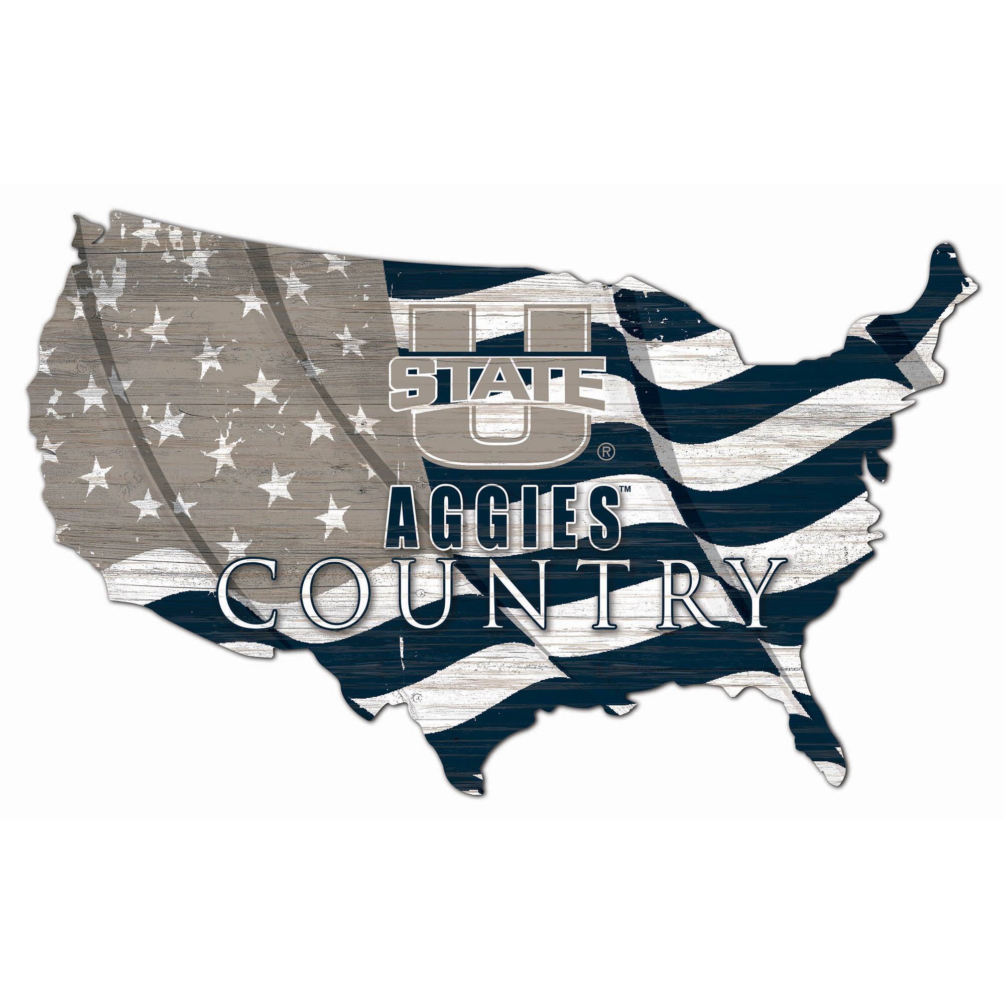 Utah State Aggies USA Flag Cutout Sign