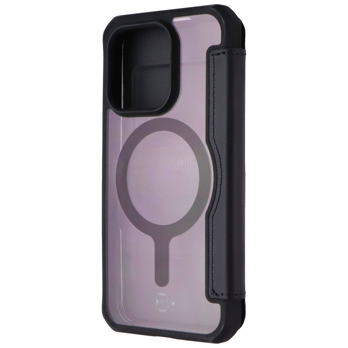 Back. Itskins - Hybrid_R MagFolio Case for MagSafe for Apple iPhone 15 Pro - Black.