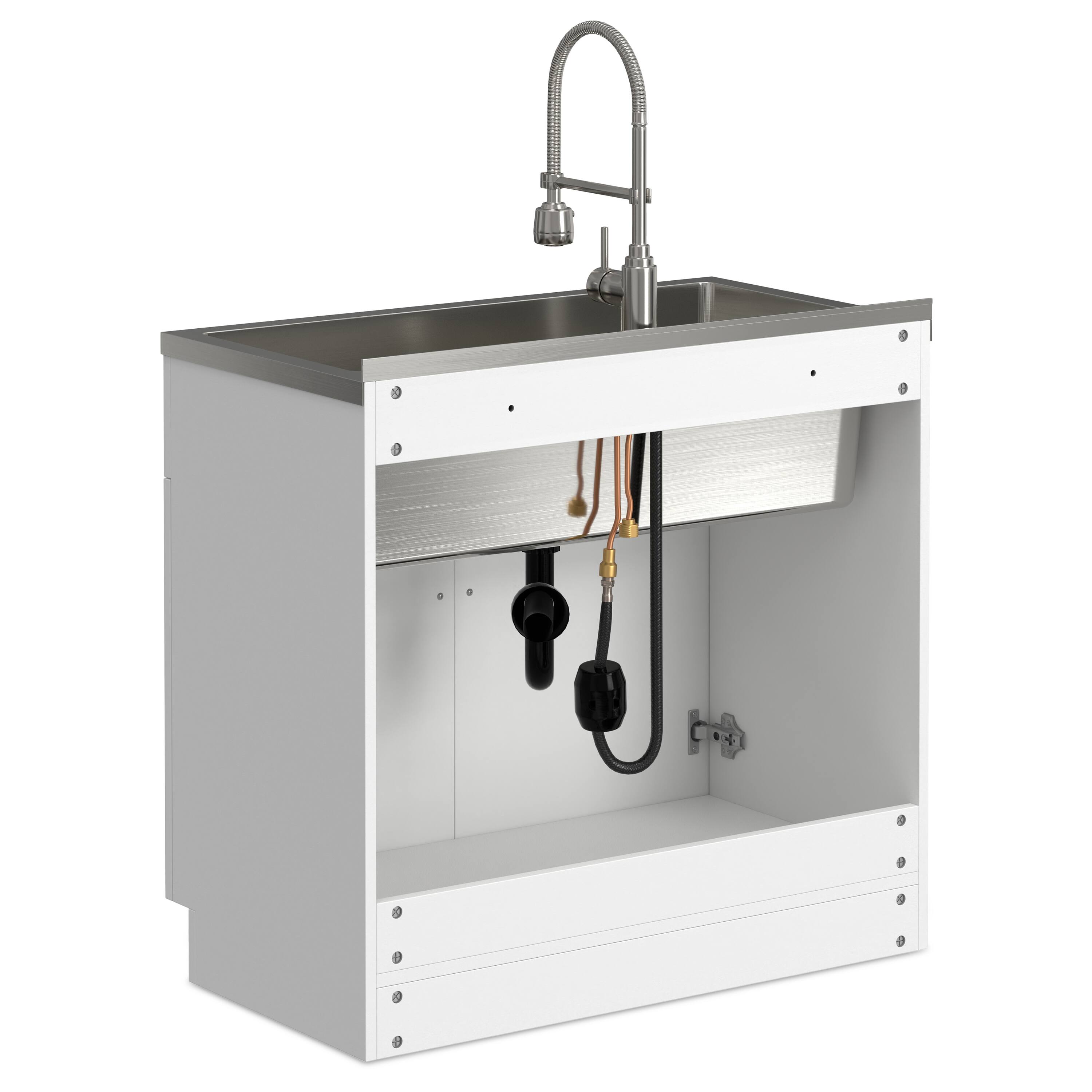 Alt View 1. Simpli Home - Hennessy All-In-One 36-inch Laundry Utility Sink and Cabinet - Pure White.