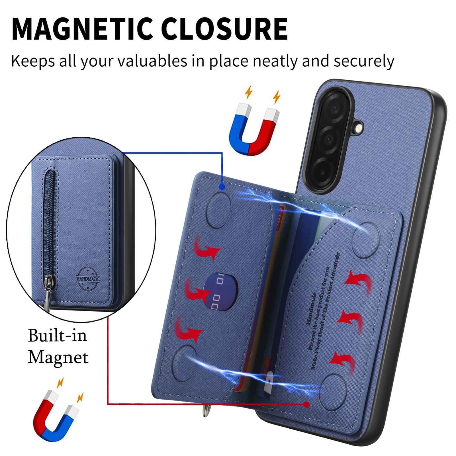 MAGNETIC CLOSURE  
Keeps all your valuables in place neatly and securely  

BANDMADE  
Built-in Magnet  

SI  
Attentively for Froduci  
Handmade best product of The the  
Detait Present Make OS55