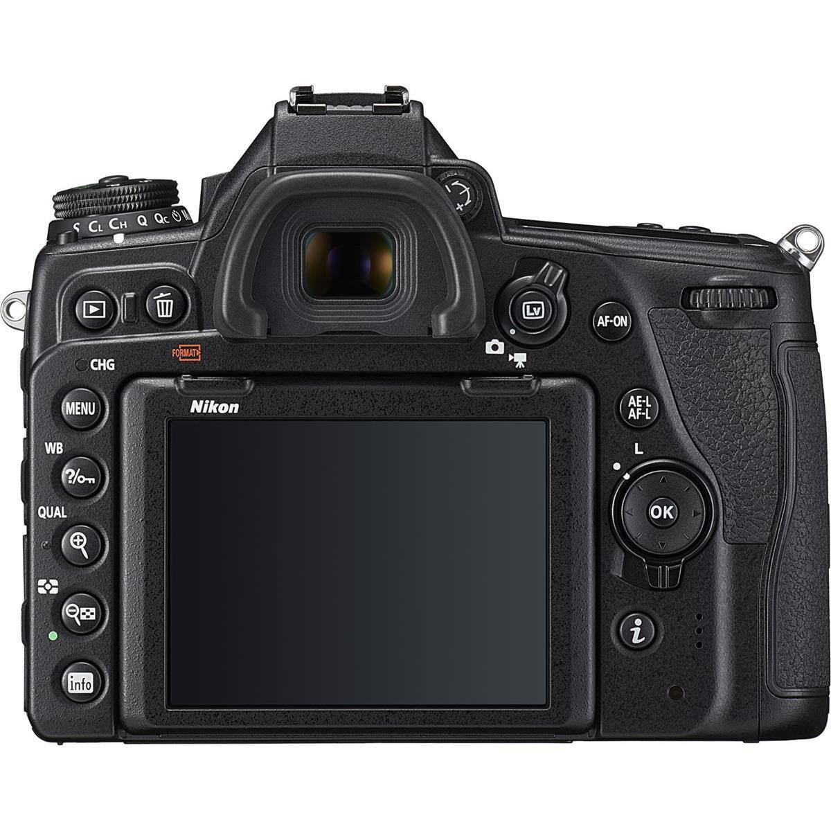 Q, Qc, O, CL, CH, Lv, AF-ON, CHG, FORMAT, MENU, Nikon, AE-L, AF-L, WB, ?,/o, L, QUAL, OK, i, info