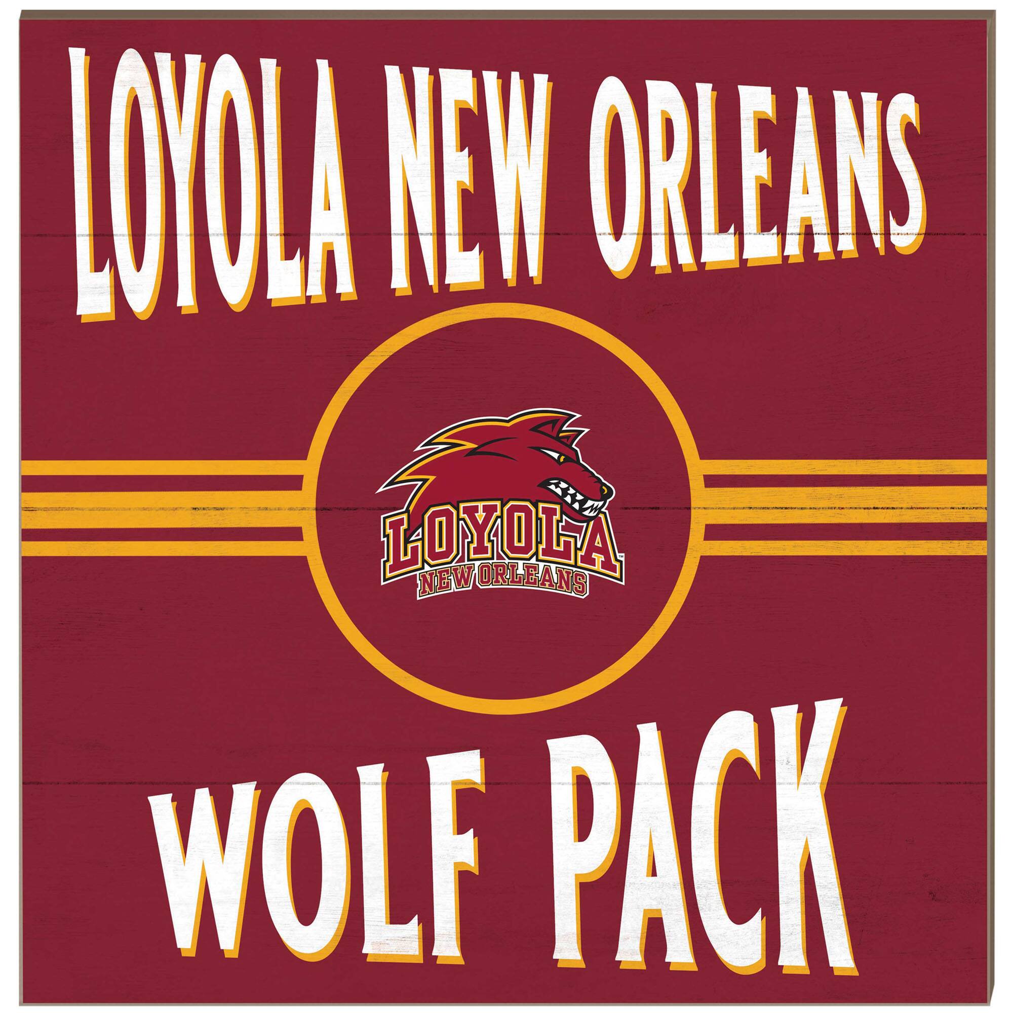 Loyola New Orleans Wolf Pack 10" x 10" Retro Team Sign