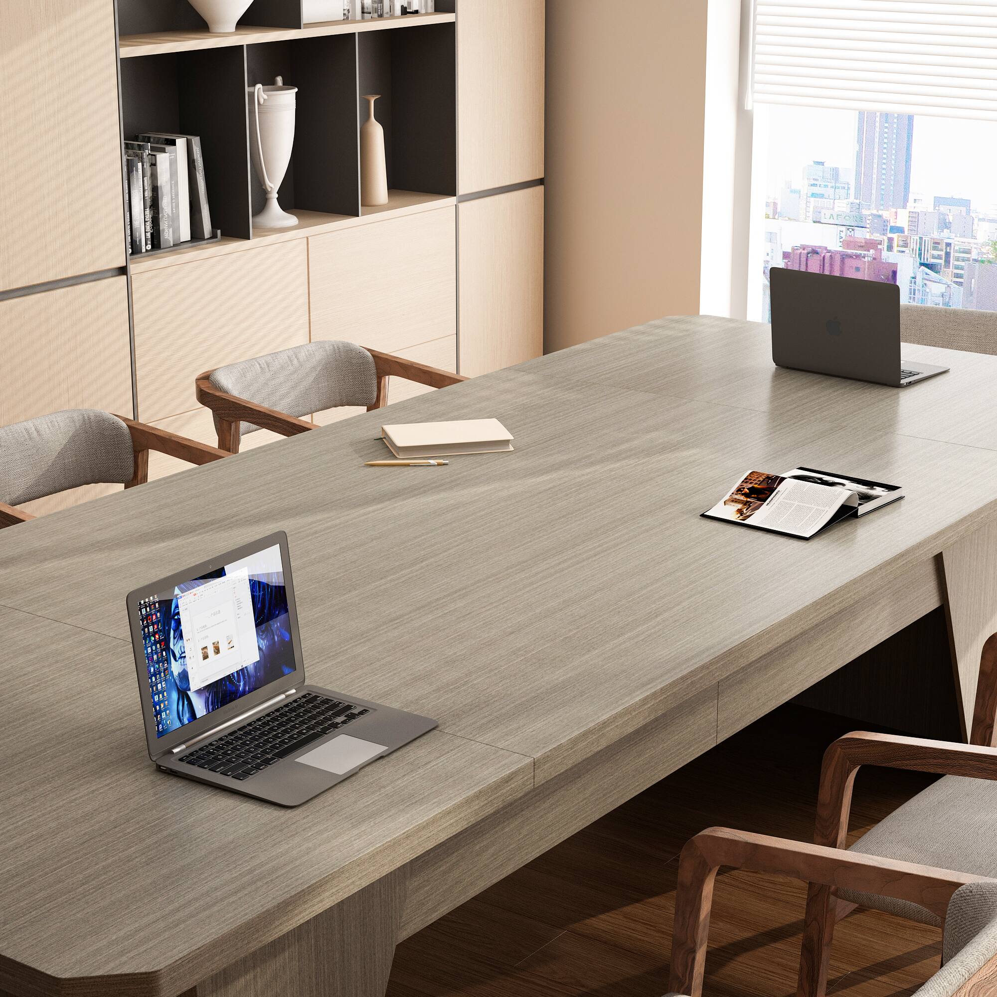 Alt View 9. FUFU & GAGA - FUFU&GAGA Modern Conference Table – Sleek Office Desk Meeting & Workspace Solution - Gray.