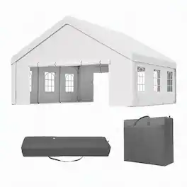 RYHNUYNE - 20x20 FT Party Canopy Removable Walls 2 Bags Rust-Resistant Frame Weddings BBQs - White