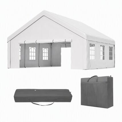 Front. RYHNUYNE - 20x20 FT Party Canopy Removable Walls 2 Bags Rust-Resistant Frame Weddings BBQs - White.