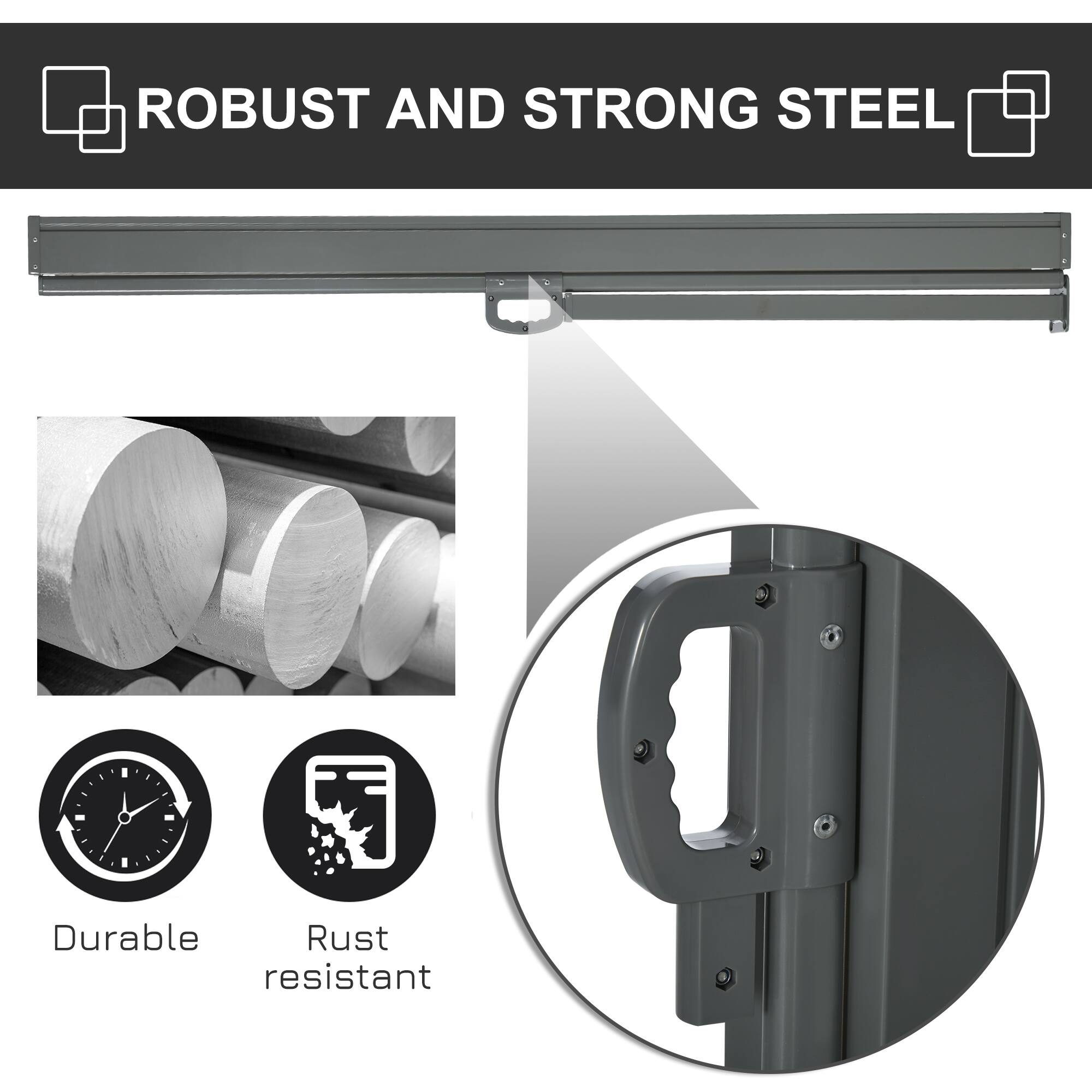 ROBUST AND STRONG STEEL

- Durable
- Rust resistant