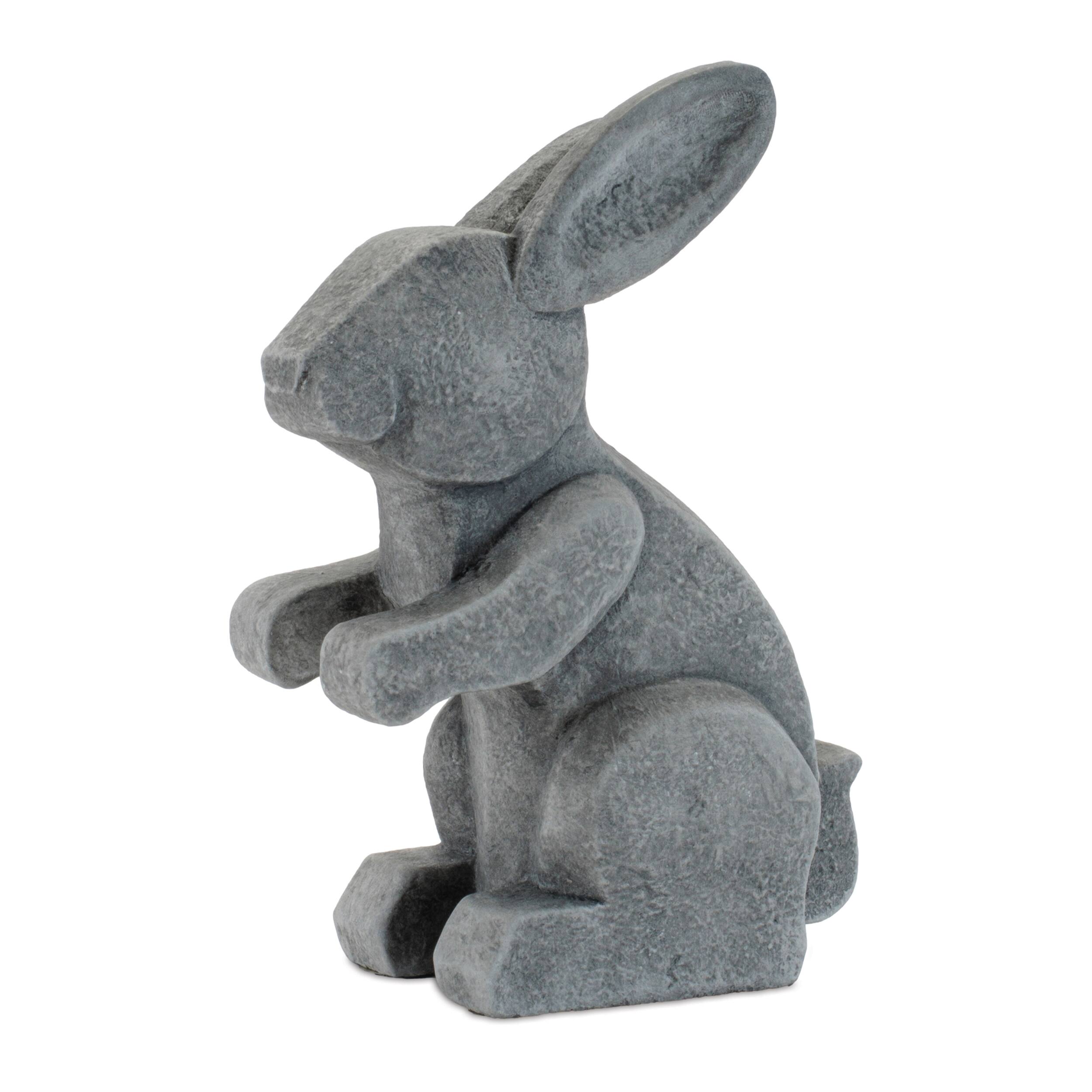 Left. BreeBe - Modern Sitting Bunny Figurine (Set of 6) - Gray.