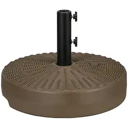 Outsunny - Stand for 1.5" or 2" Umbrella Poles, Round Fillable Umbrella Base for Outdoor, Lawn - Brown