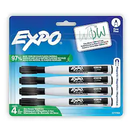 Expo - Magnetic Dry Erase Markers, Fine Tip, 4/Pack - Black