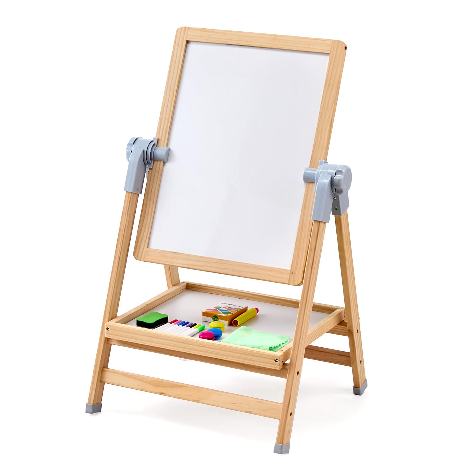 Alt View 6. Stylel Star - Art Easel For 2-in-1 Wooden Double-sided Kid's With Magnetic Whiteboard & Chalkboard Adjustable Standing.