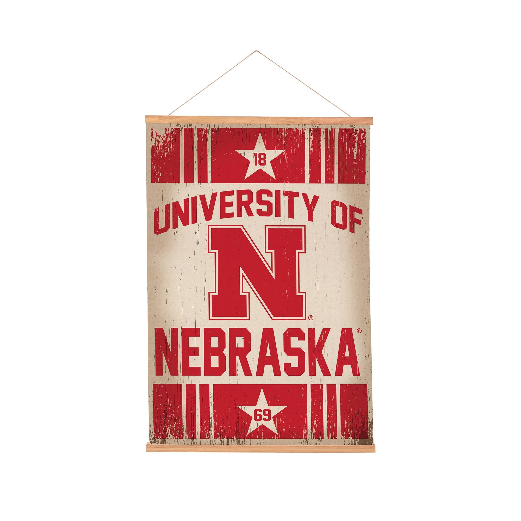 Nebraska Huskers 24" x 36" Antique Style Canvas Wall Art Tapestry with Wood Frame