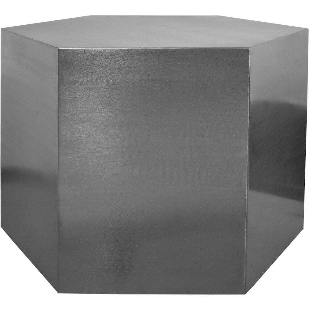 Alt View 2. Meridian Furniture - Hexagon Brushed Chrome Coffee Table - Silver.