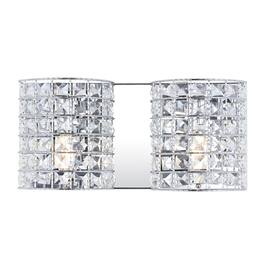 Jonathan Y - Clara Deco 15" 2-Light Metal/Crystal Classic Glam LED Vanity Light - Chrome