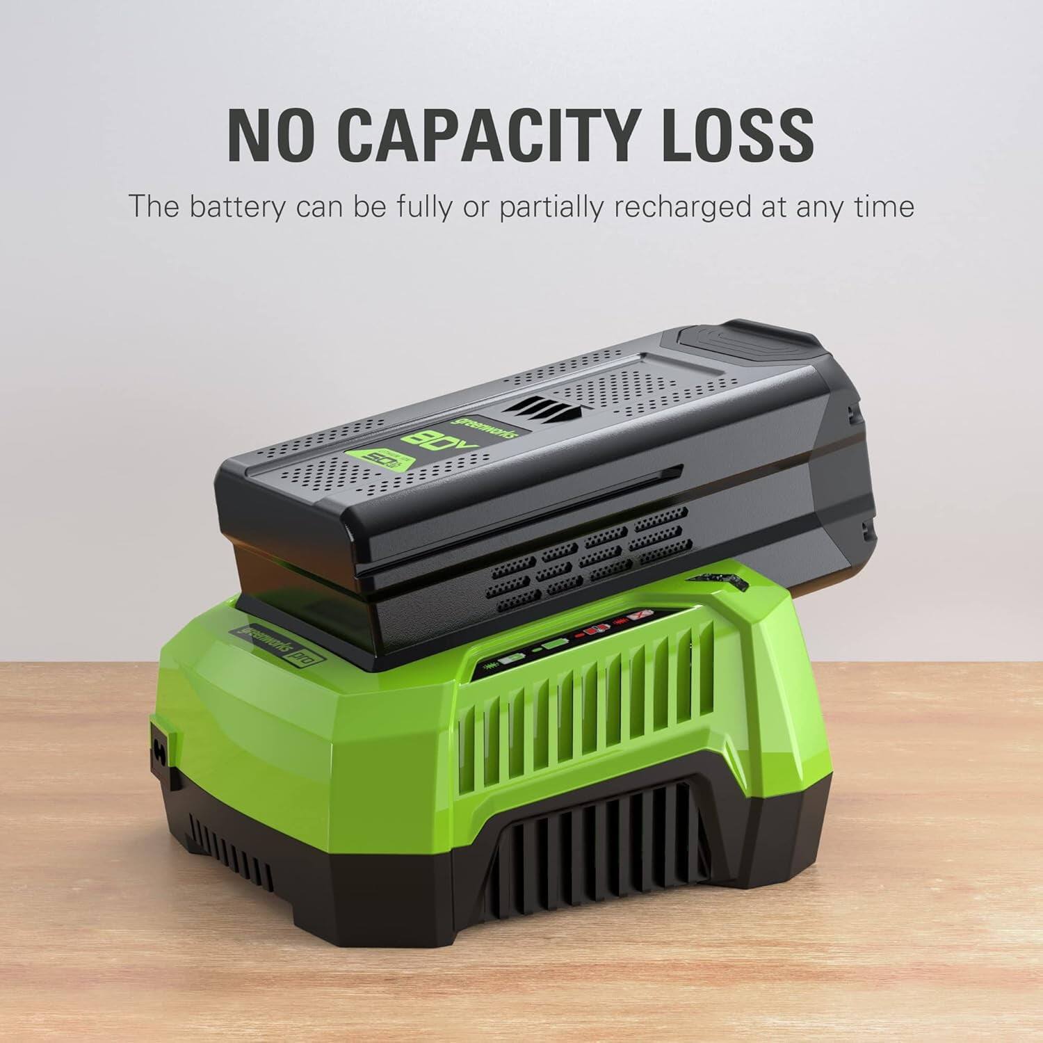 NO CAPACITY LOSS  
The battery can be fully or partially recharged at any time