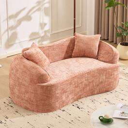 Anysun - Curved 2-Seat Compressed Sofa - Armrests on Both Sides, 2 Pillows, Perfect for Small Apartments & Living Rooms - Pink