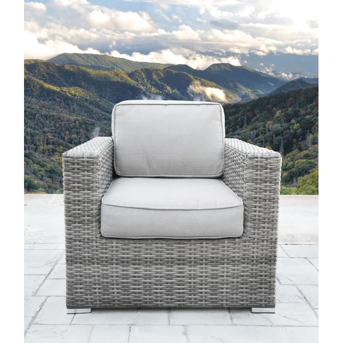 Alt View 4. Siljoy - Fully Assembled Rattan Wicker 2-Person Seating Set with Cushions - Gray,Grey Mix.