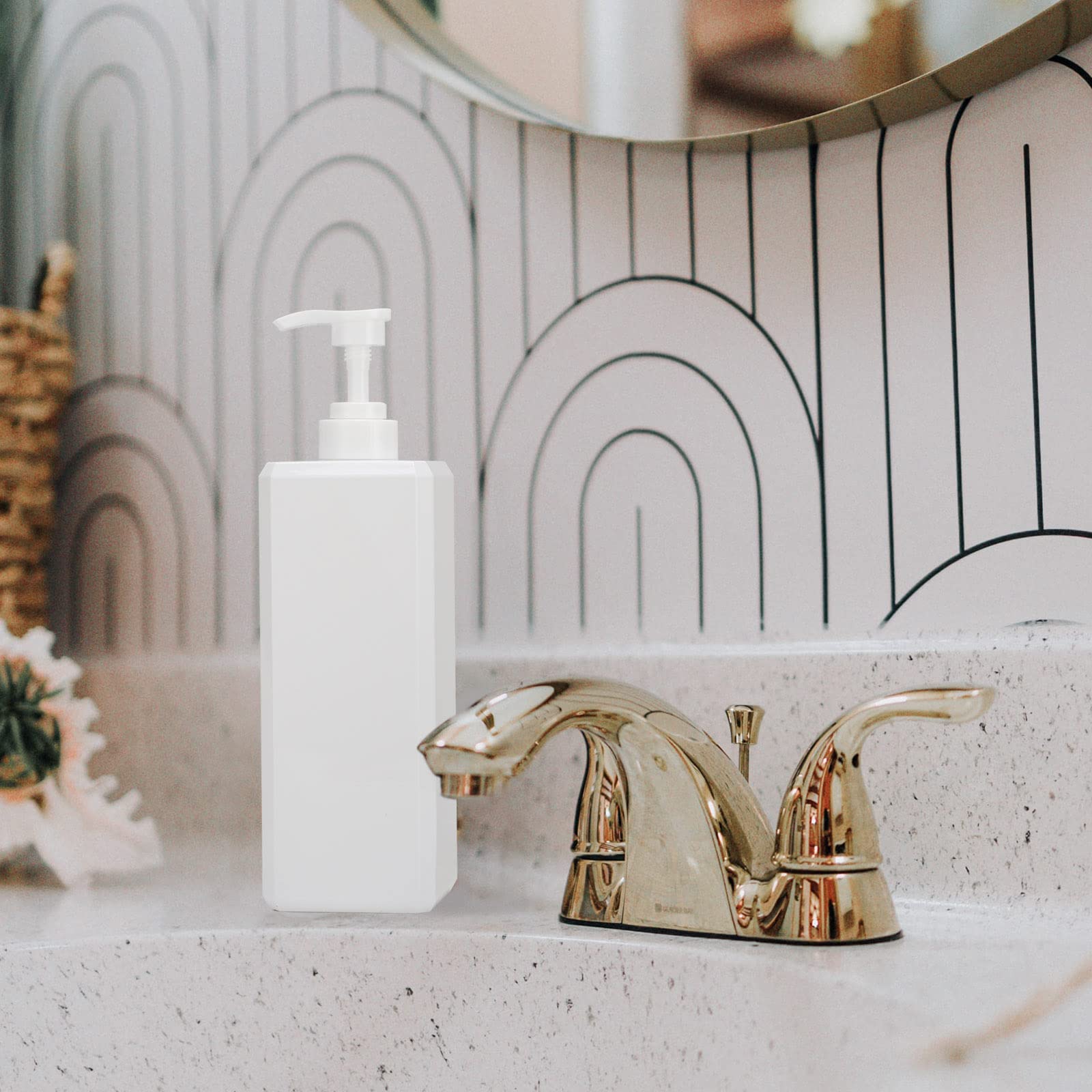 Alt View 2. Dapper Styles - Refillable Pump Dispenser Bottle s Large Shower Organizer With Lables For Shampoo Body Soap Hand Conditione... - White With Label-1000ml/3pc.