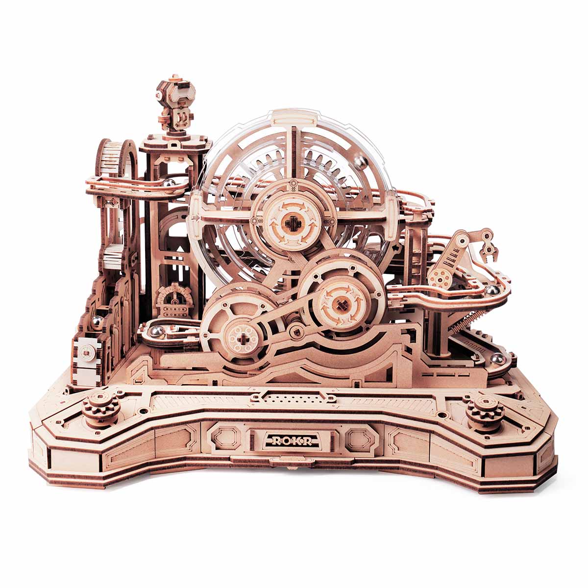 Front. ROKR - ROKR 3D Wooden Puzzle, Marble Run Set, Model Building Kits, Christmas Birthday Gifts, DIY Gear Ball Challenge EGC01.
