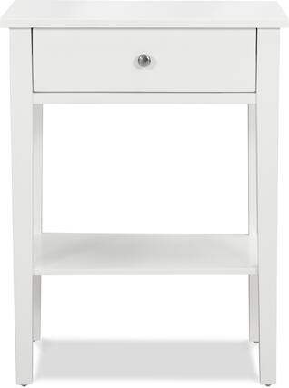 Front. Click Decor - Sloan Single Drawer Solid Wood Side Table - White.