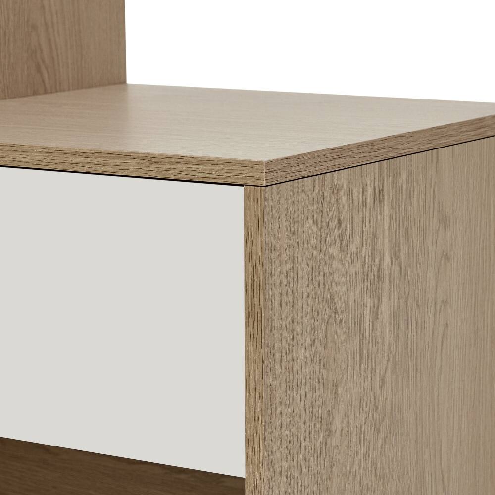 Alt View 9. Loheer - Loheer 12 Pair Shoe Cabinet, 43.25"H Shoe Storage Organizer with Bench, White & Gray - White, Grey, Natural.