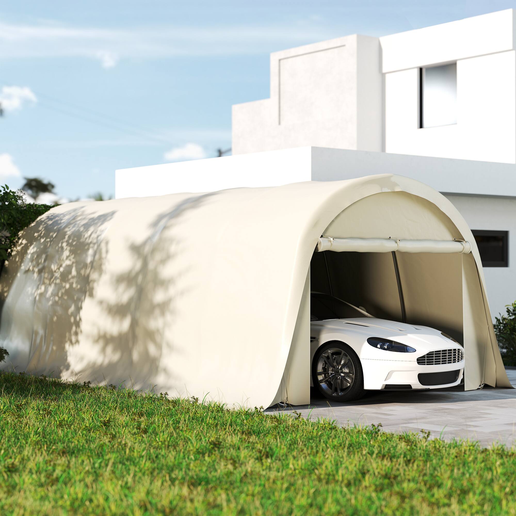 Alt View 1. Outsunny - x 23.6' Heavy Duty Carport, UPF50+ Portable Garage Car Canopy Tent with Galvanized Frame.
