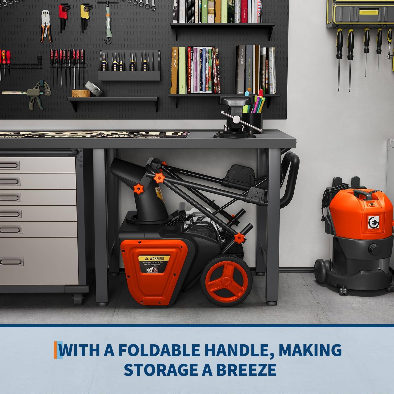 WITH A FOLDABLE HANDLE, MAKING STORAGE A BREEZE