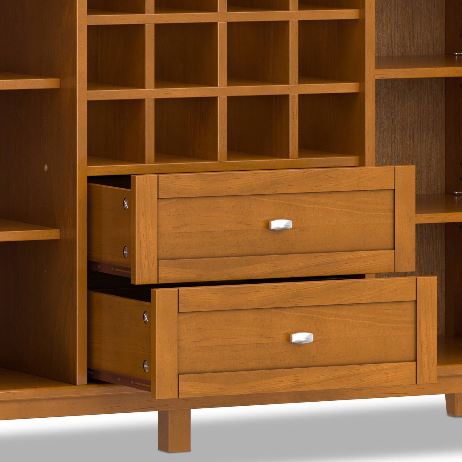 Alt View 6. Simpli Home - Warm Shaker Storage Cabinet with Wine Rack - Light Golden Brown.