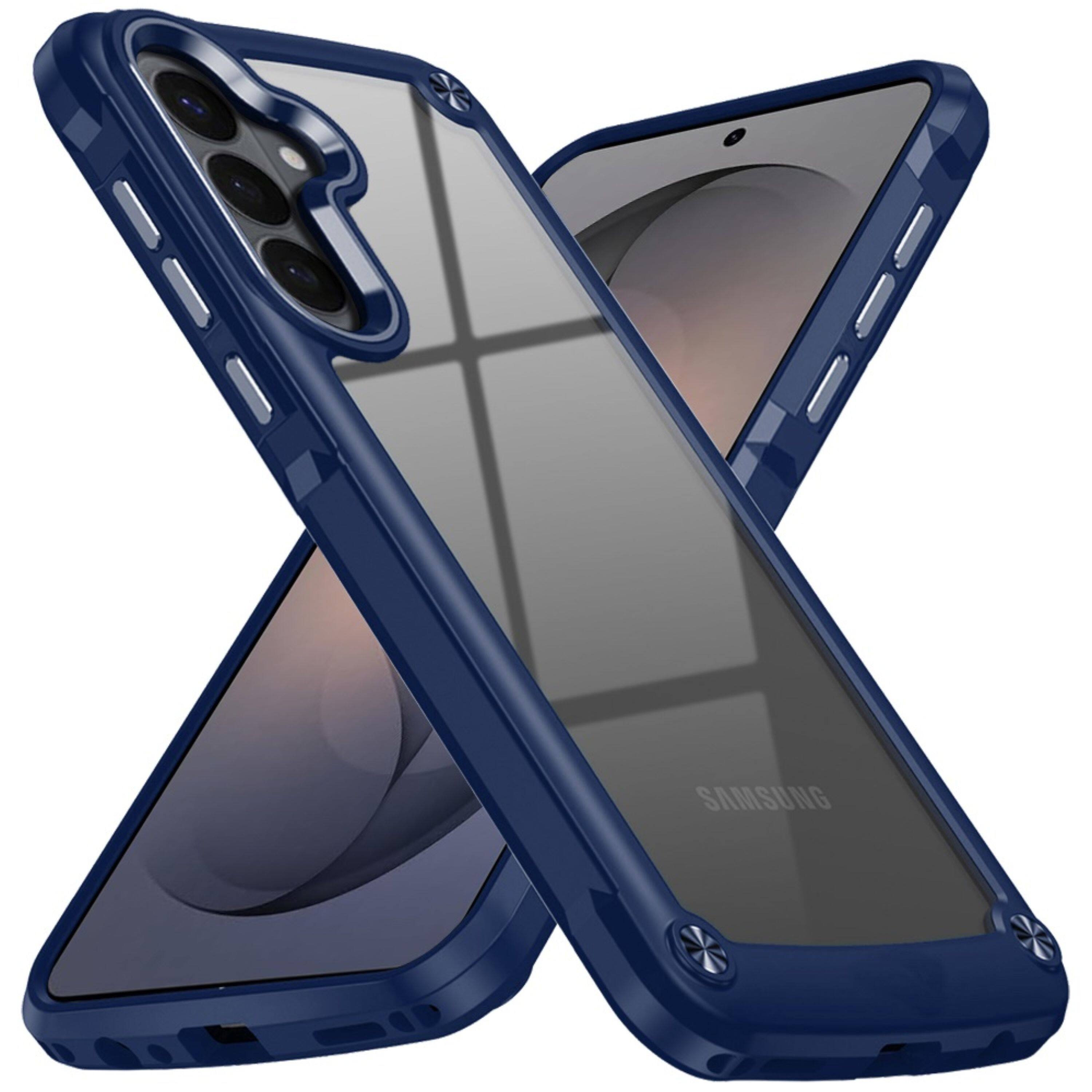 Left. Kitcheniva - Metal Buttons Raised Camera Lip Plus Tempered Glass For Samsung S26 Plus Case Blue - Blue.