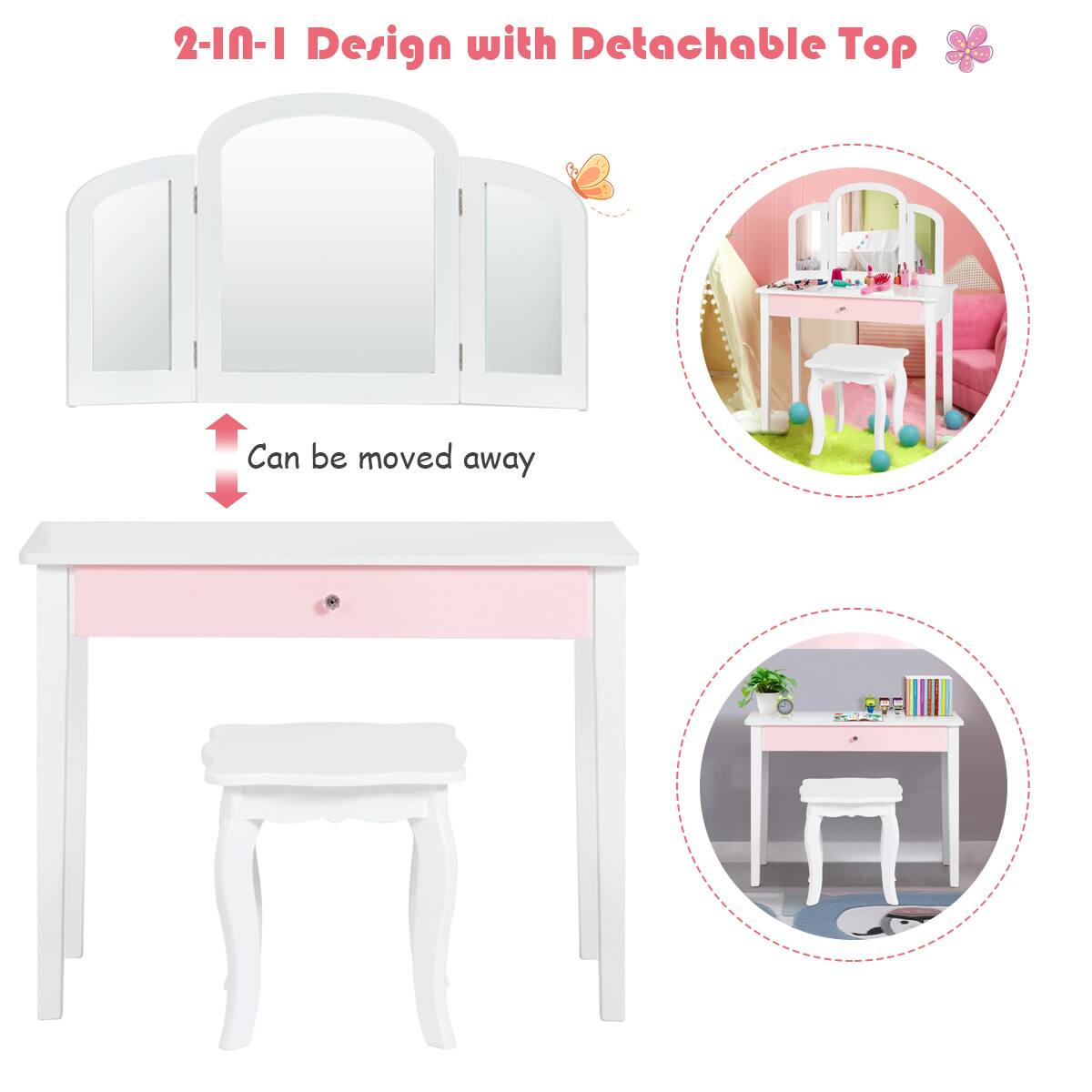 2-in-1 Design with Detachable Top

Can be moved away