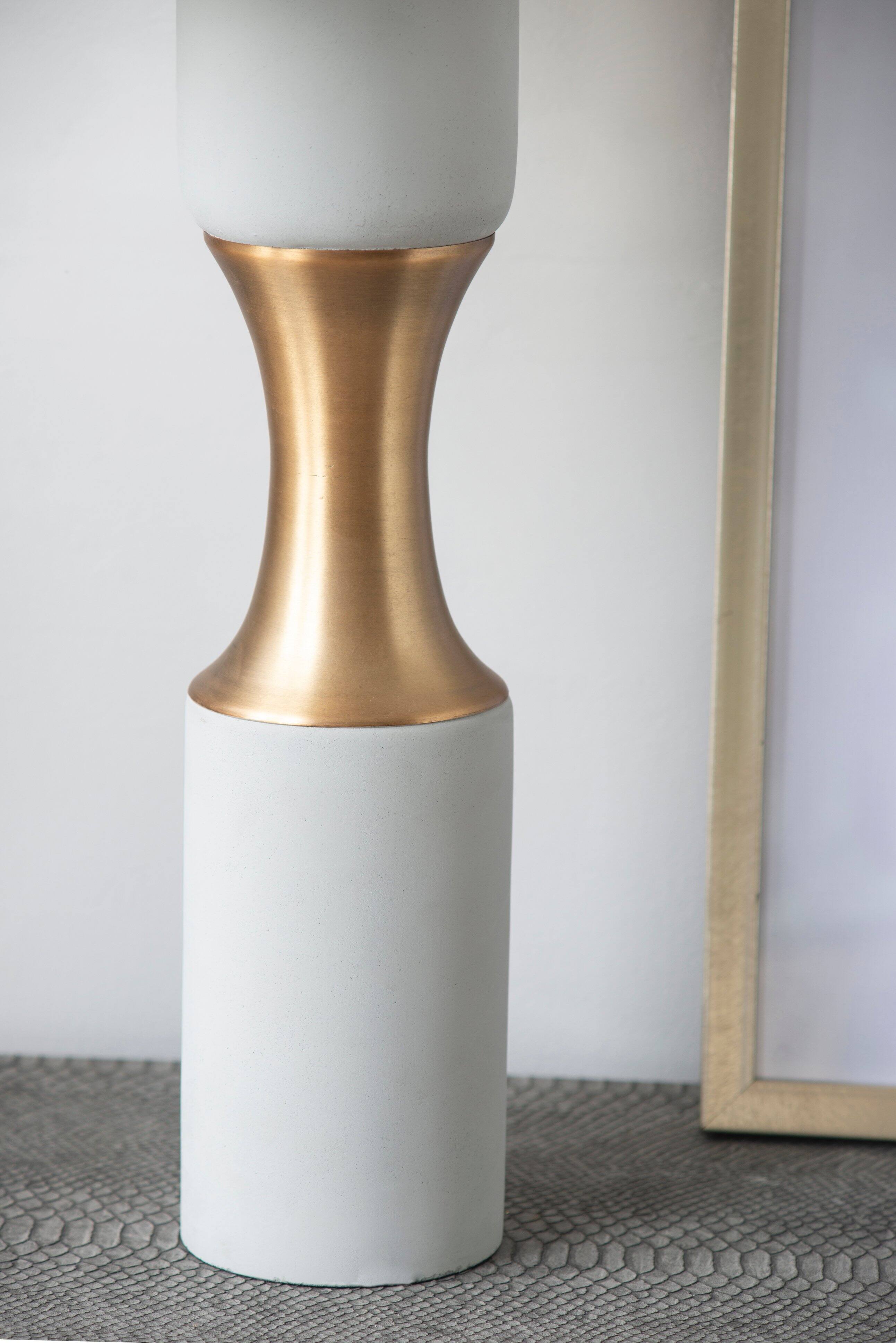 Alt View 1. Luckbyte - 15x15x30 Inch Cement Table Lamp with Metal Accents.