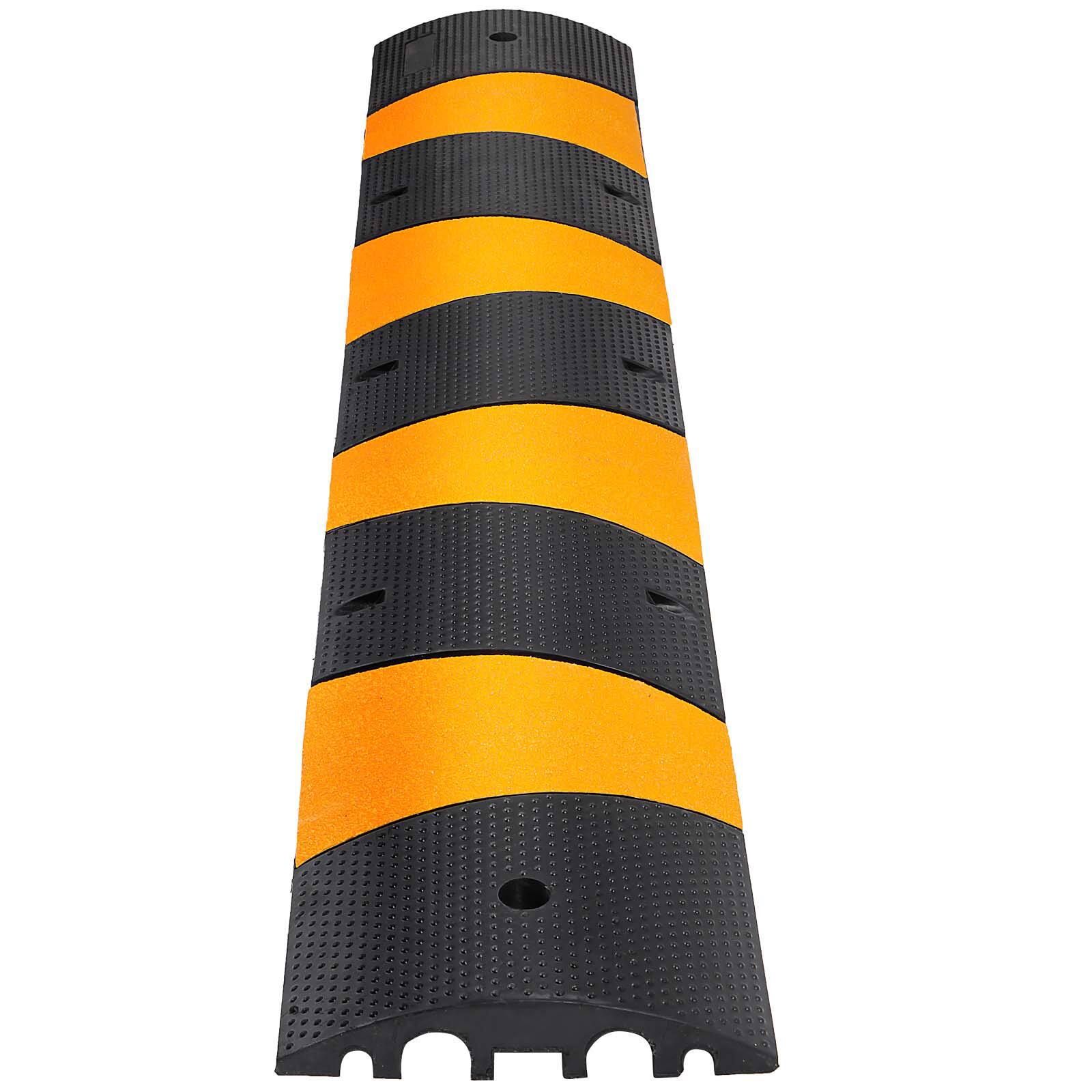 Alt View 5. VEVOR - 2pcs 6 Feet Rubber Speed Bump Driveway Modular Heavy Duty Speed Bumps 72.4 x 12 x 2.4 Inch Cable Protector Ramp - Yellow and black.