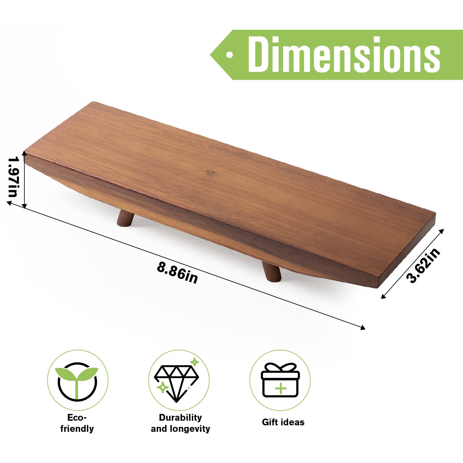 Dimensions:  
1.97in x 8.86in x 3.62in  

Eco-friendly  
Durability and longevity  
Gift ideas