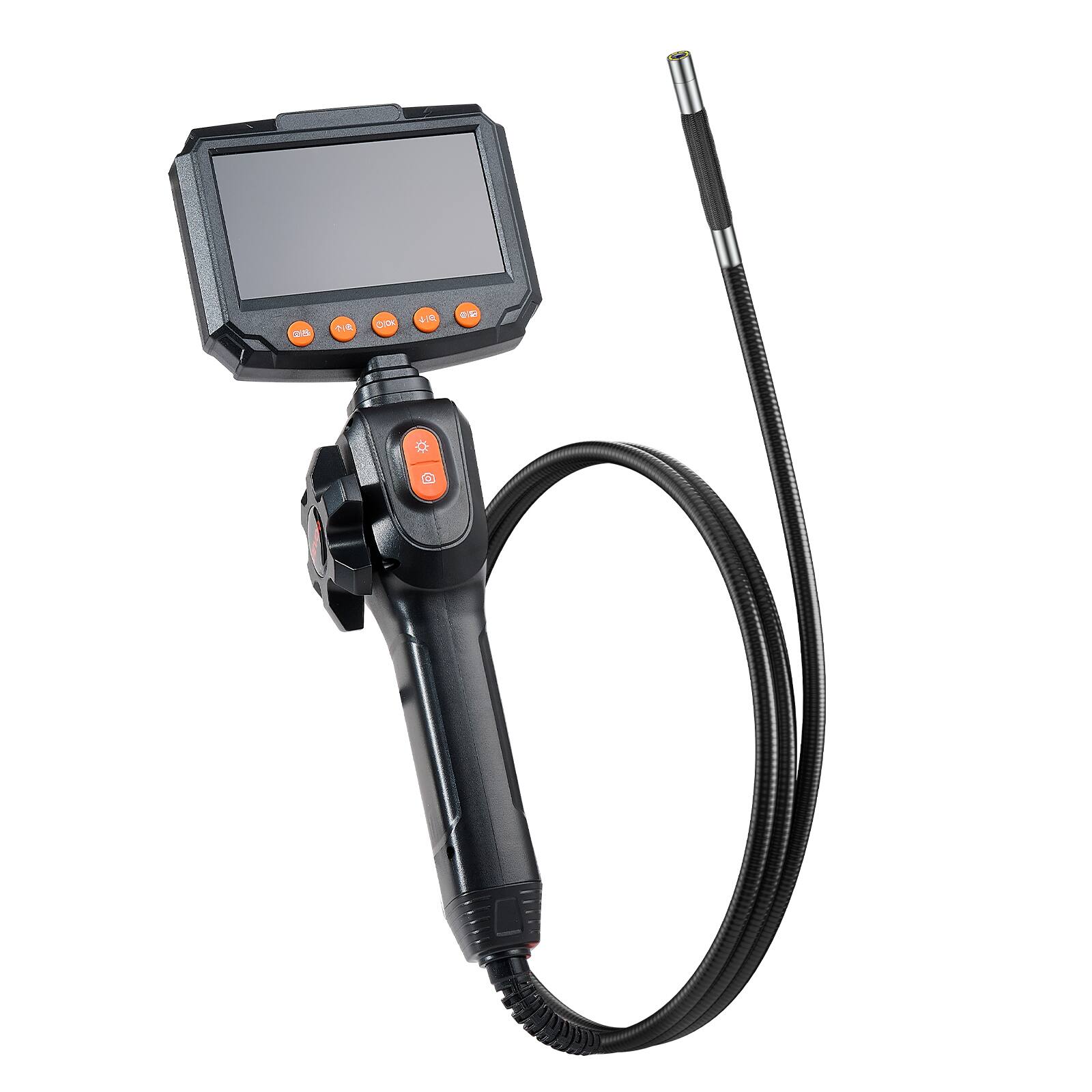 Alt View 5. VEVOR - Articulating Borescope Camera with Light, Two-Way Articulated Endoscope, 0.24" Slim Lens, 4.3" IPS Screen, 8X Zoom - Black.