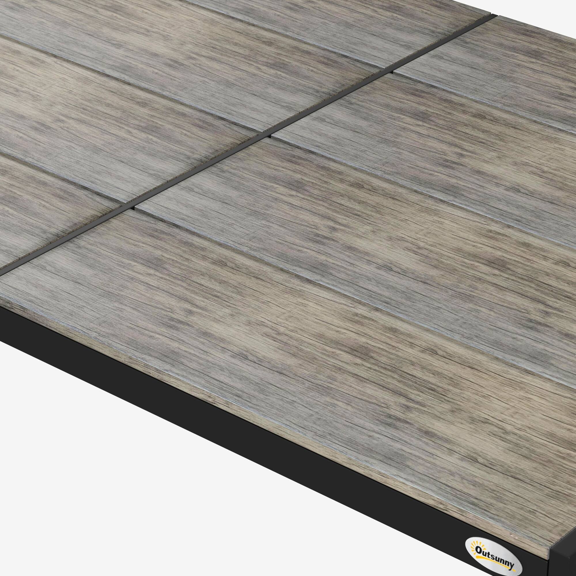 Alt View 7. Outsunny - Outdoor Dining Table for 6 People, Aluminum Rectangular Patio Table with Faux Wood Tabletop for Backyard - Gray.