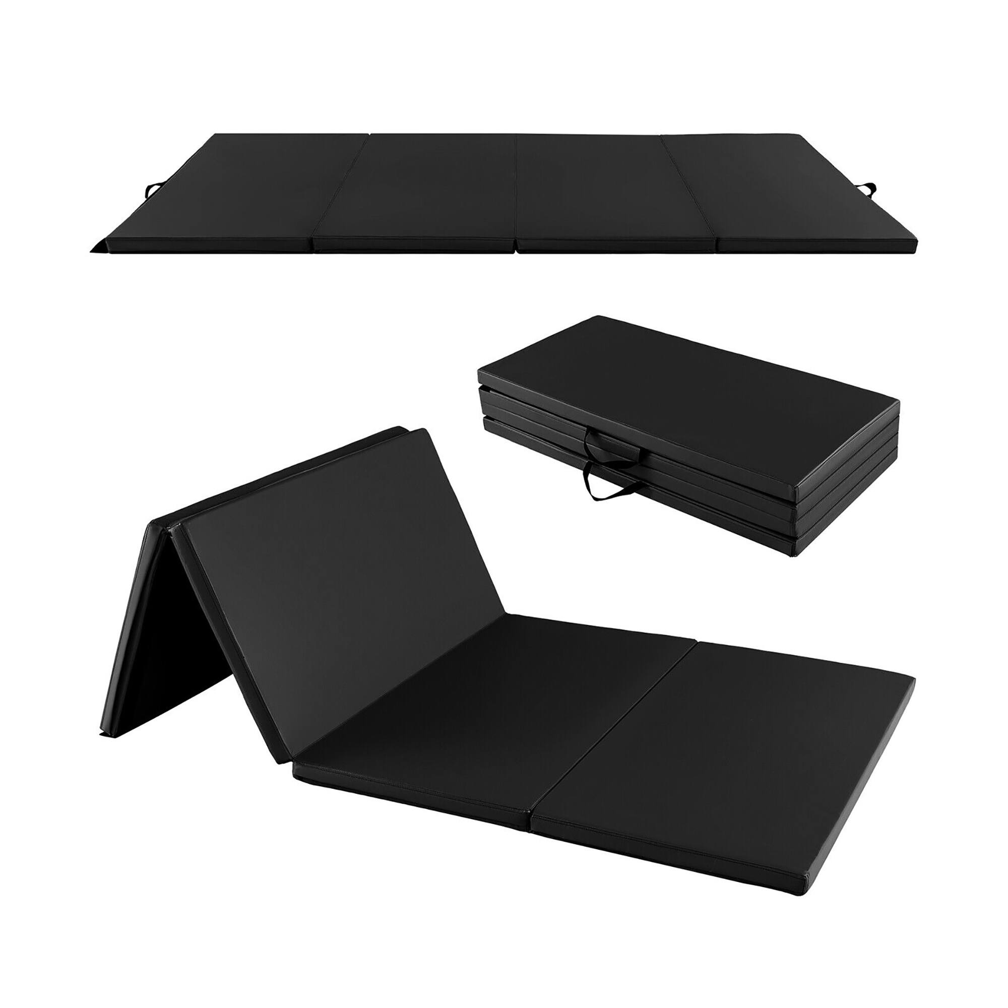 Alt View 8. Gymax - Gymax 8' x 4' x 2'' Folding Gymnastics Mat Tumbling Exercise PU Leather Cover for Yoga - Black.