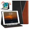 DTTO - Case for iPad 6/5 & Air 2/1 9.7" - 360° Rotating Leather Folio Stand with Pencil Holder & Auto Wake/Sleep - Black Brown