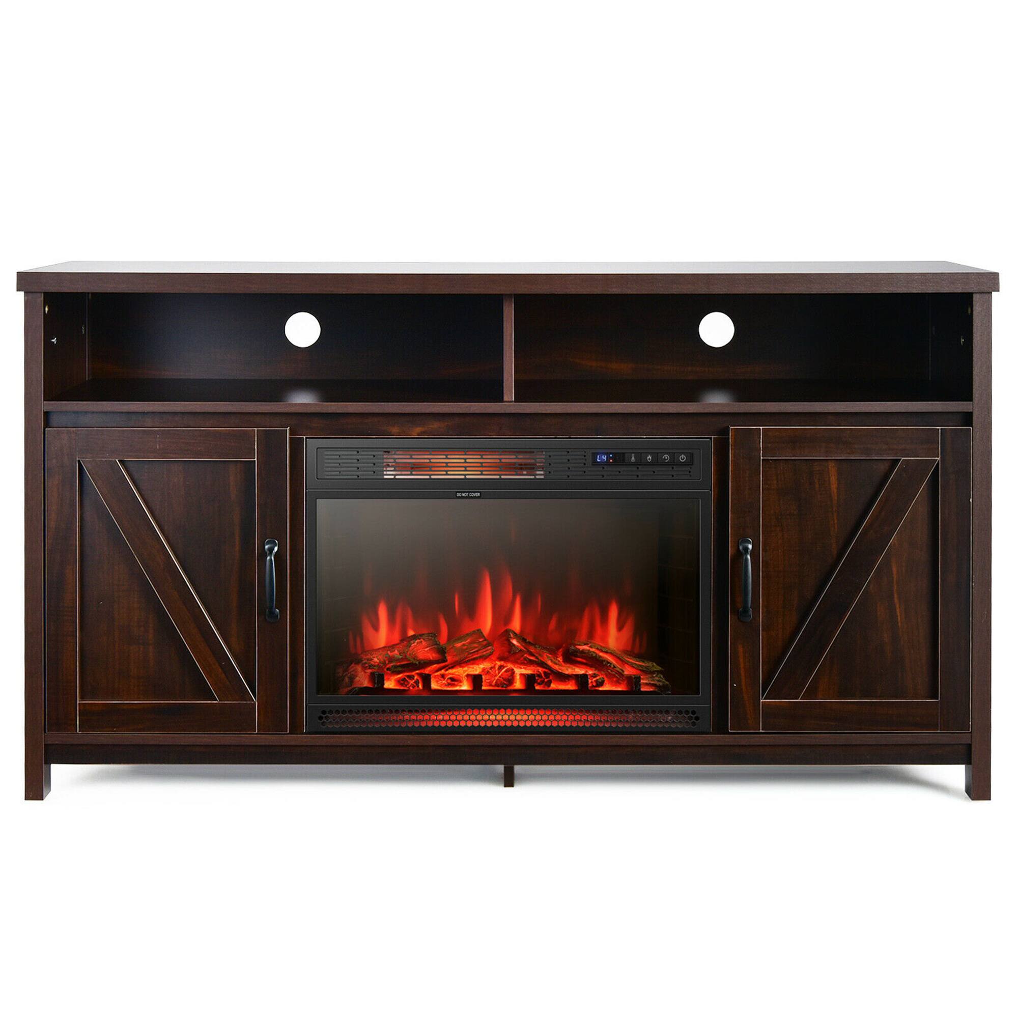 Alt View 9. Gymax - Gymax 59'' Fireplace TV Stand W/ 25'' 1350W Electric Fireplace Heater Coffee - Coffee.