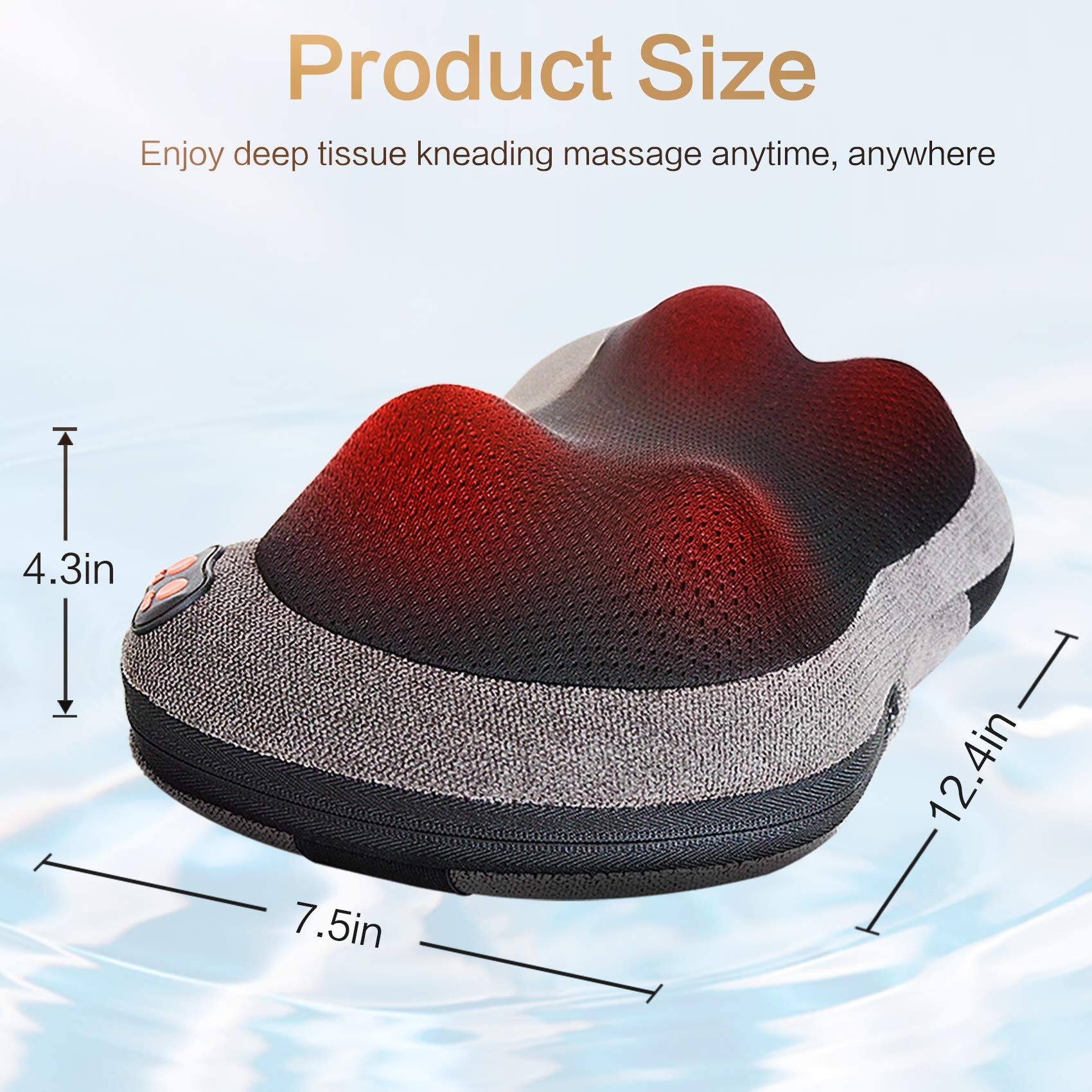Product Size  
Enjoy deep tissue kneading massage anytime, anywhere  

4.3in  
7.5in  
12.4in
