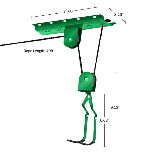 10.75", 3.25", Rope Length: 49ft, 9.13", 6.63"