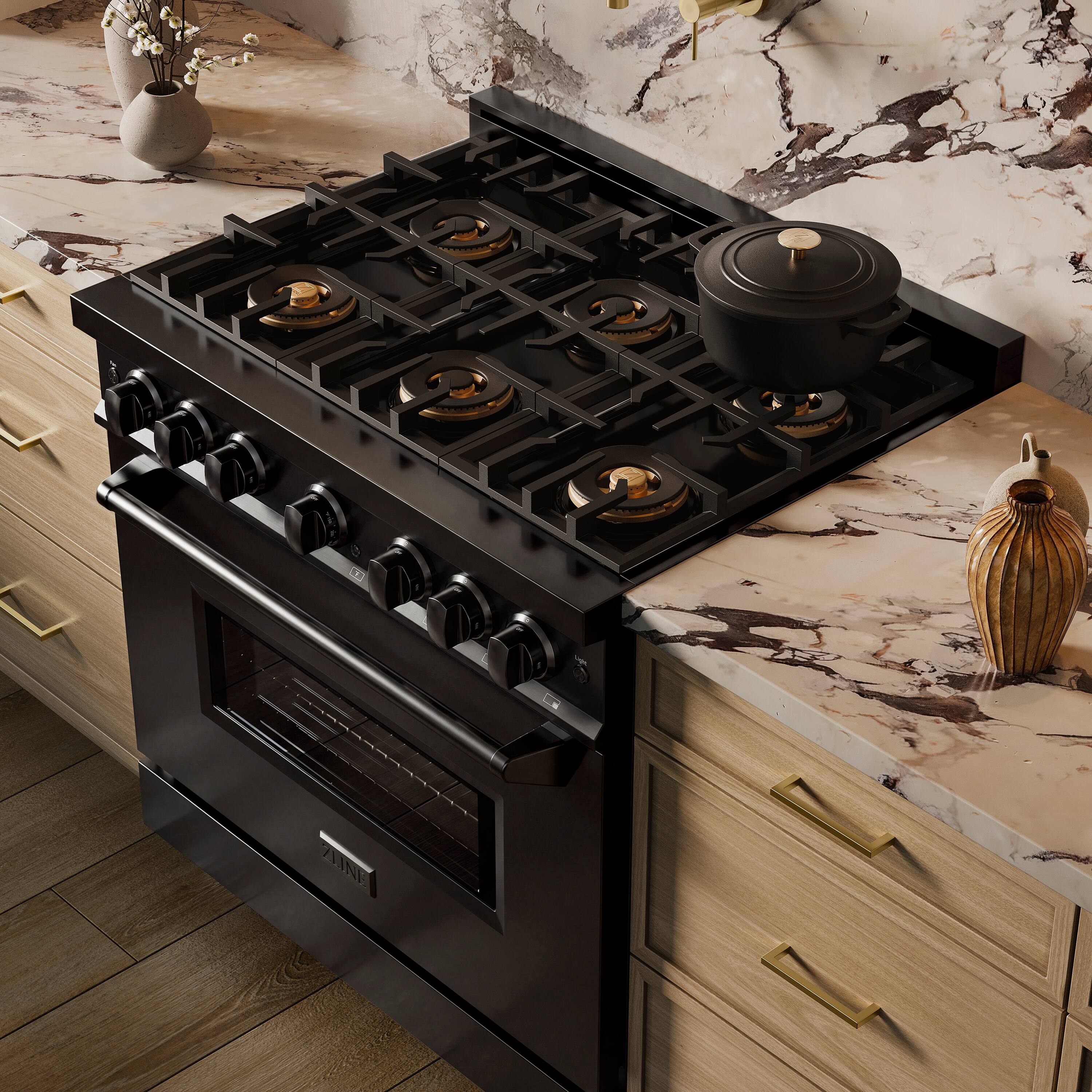 Alt View 6. ZLINE - 36 in. 5.2 cu. ft. Classic Freestanding Gas Range with 6 DuoPro Burners and Convection Oven in Black Stainless Steel - Black Stainless Steel.