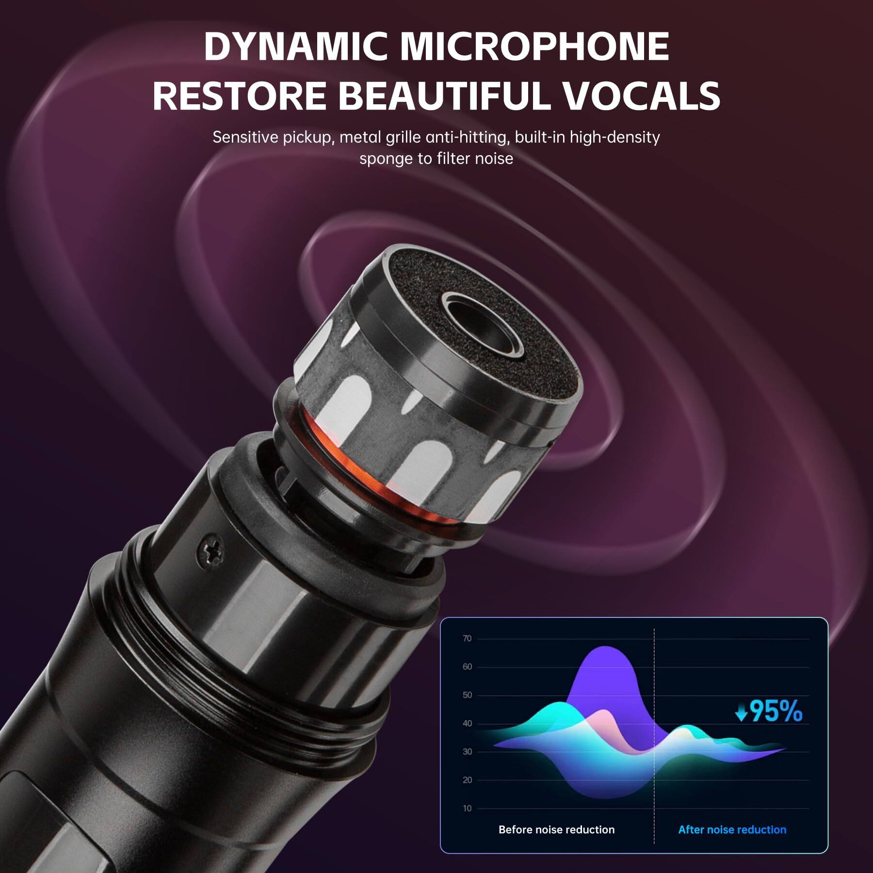 Dazzling Pops Professional Dual Dynamic Handheld Wireless Microphones ...