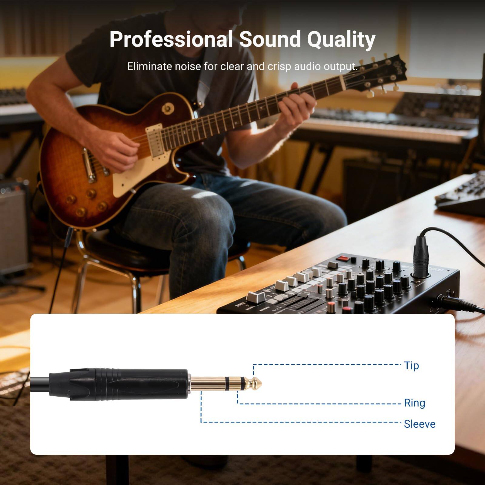 Professional Sound Quality  
Eliminate noise for clear and crisp audio output.  

Tip  
Ring  
Sleeve