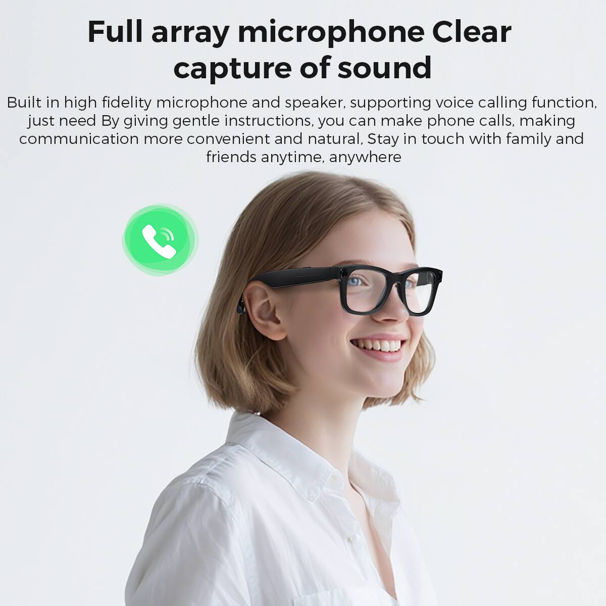 Full array microphone Clear capture of sound

Built in high fidelity microphone and speaker, supporting voice calling function. Just need by giving gentle instructions, you can make phone calls, making communication more convenient and natural. Stay in touch with family and friends anytime, anywhere.