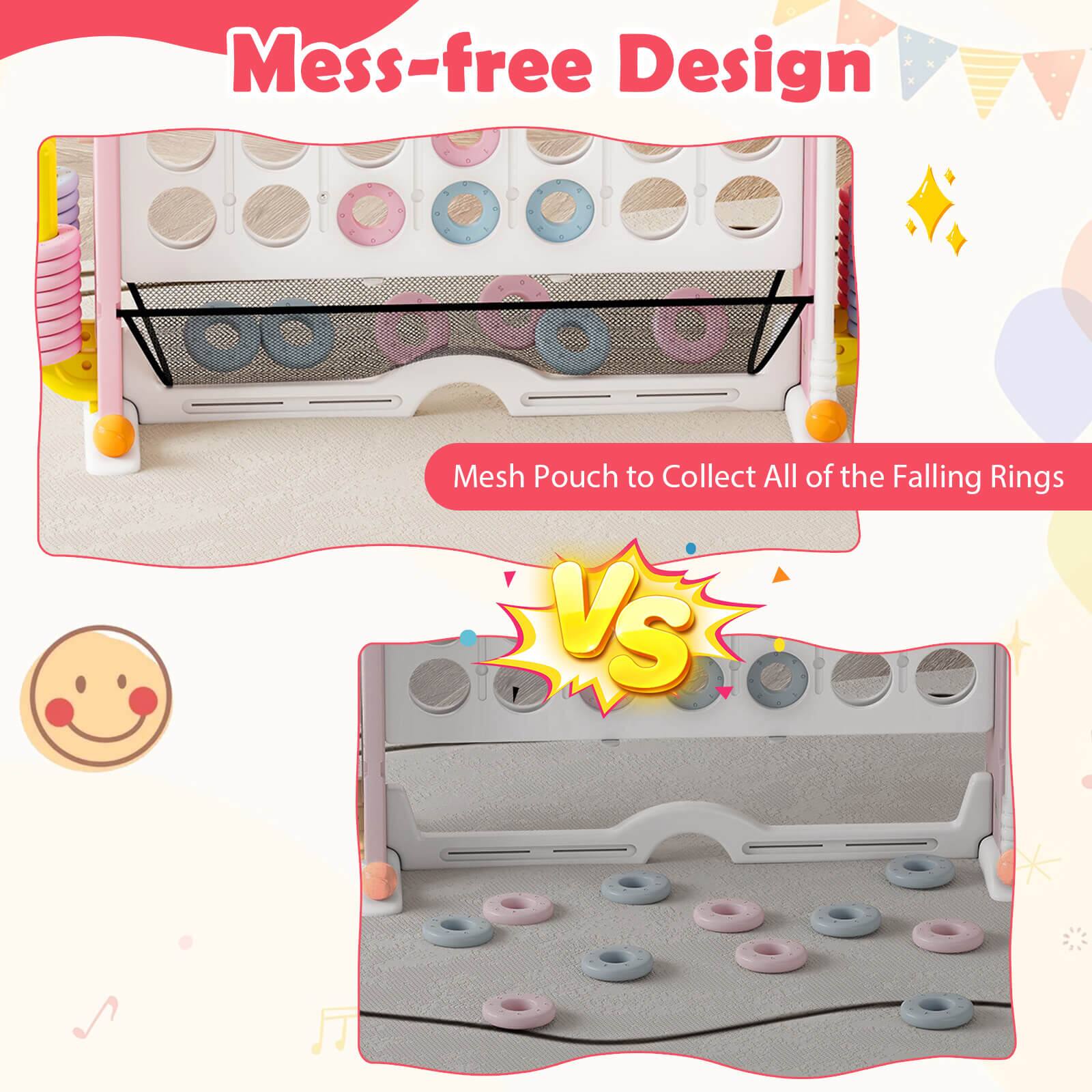 Mess-free Design

Mesh Pouch to Collect All of the Falling Rings

VS