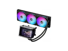 Front. ASUS - ASUS ROG RYUO IV 360 ARGB AIO with 6.67" AMOLED Display, Asetek Emma Gen8 V2 Pump, Daisy-Chained ARGB Fans - Black.