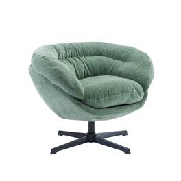 Boyel Living - Modern Chenille Round Swivel Office Chair with Removable Cushion. Black Metal Base - Green