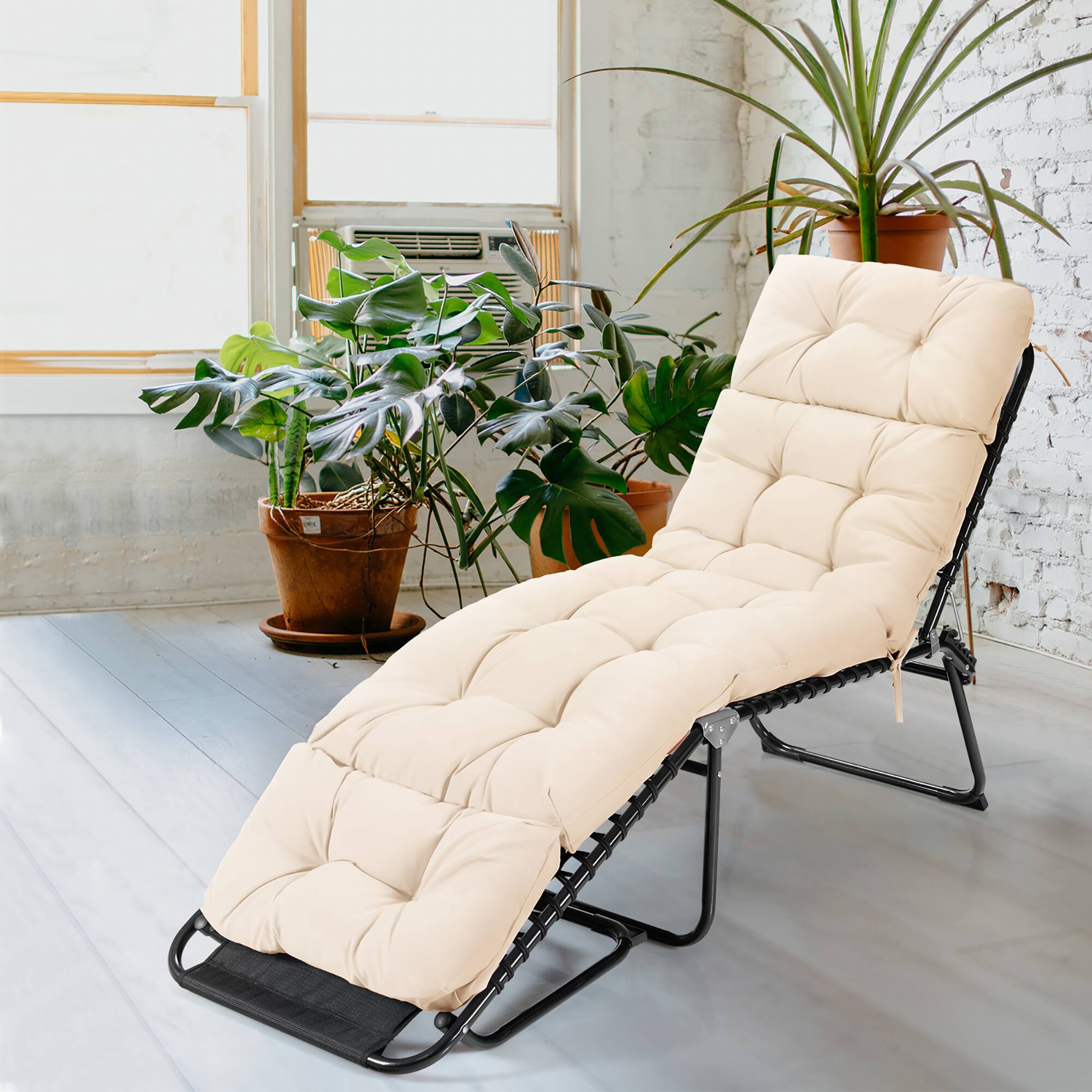 Alt View 1. Costway - Costway 73" Lounge Chaise Cushion Padded Recliner Cushion Indoor Outdoor - Beige.