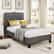 Alt View 2. Costway - Twin Size Bed Frame with 46" Tall Button Tufted Headboard Wooden Slats Support - Gray.